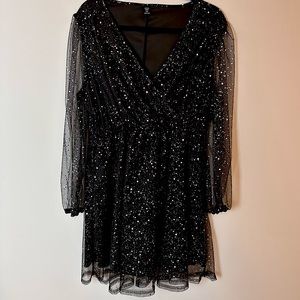 Black and Silver Sparkle A-Line Dress 0XL